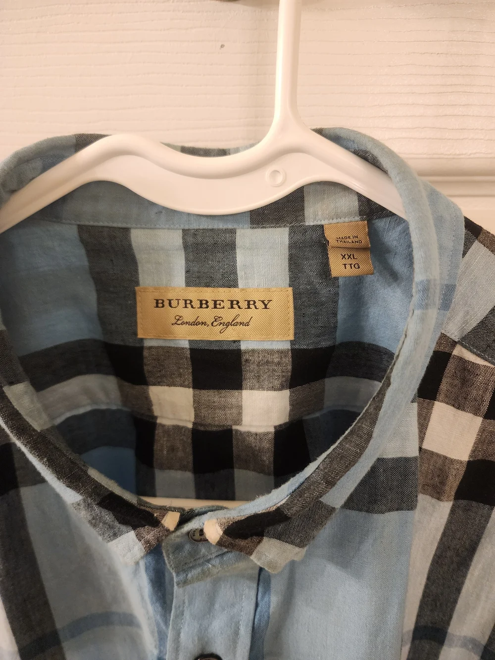 Burberry Light Blue Check Button Up Shirt